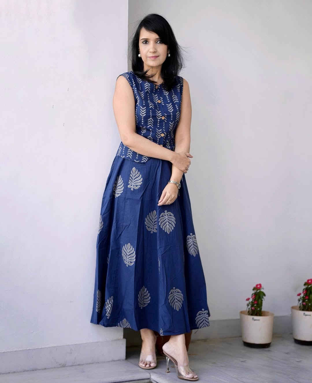 Blue Botanical Print Ethnic Co-Ord