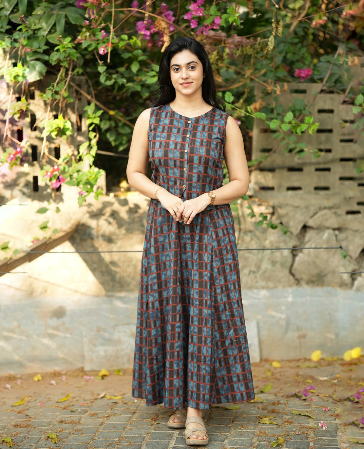 Vintage Check Pattern Flared Dress