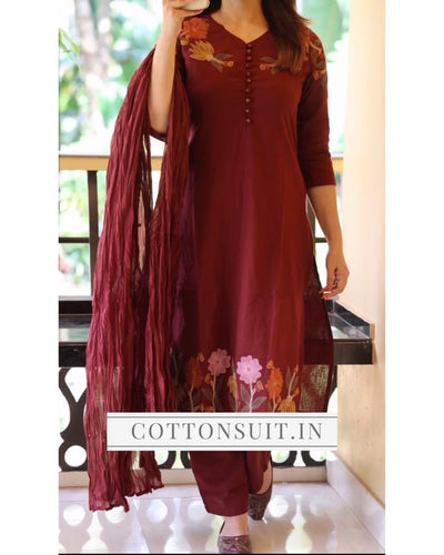 Casual wear cotton Embroidery Kurta set