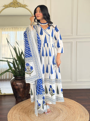 Cotton Anarkali kurta bottom with duptta