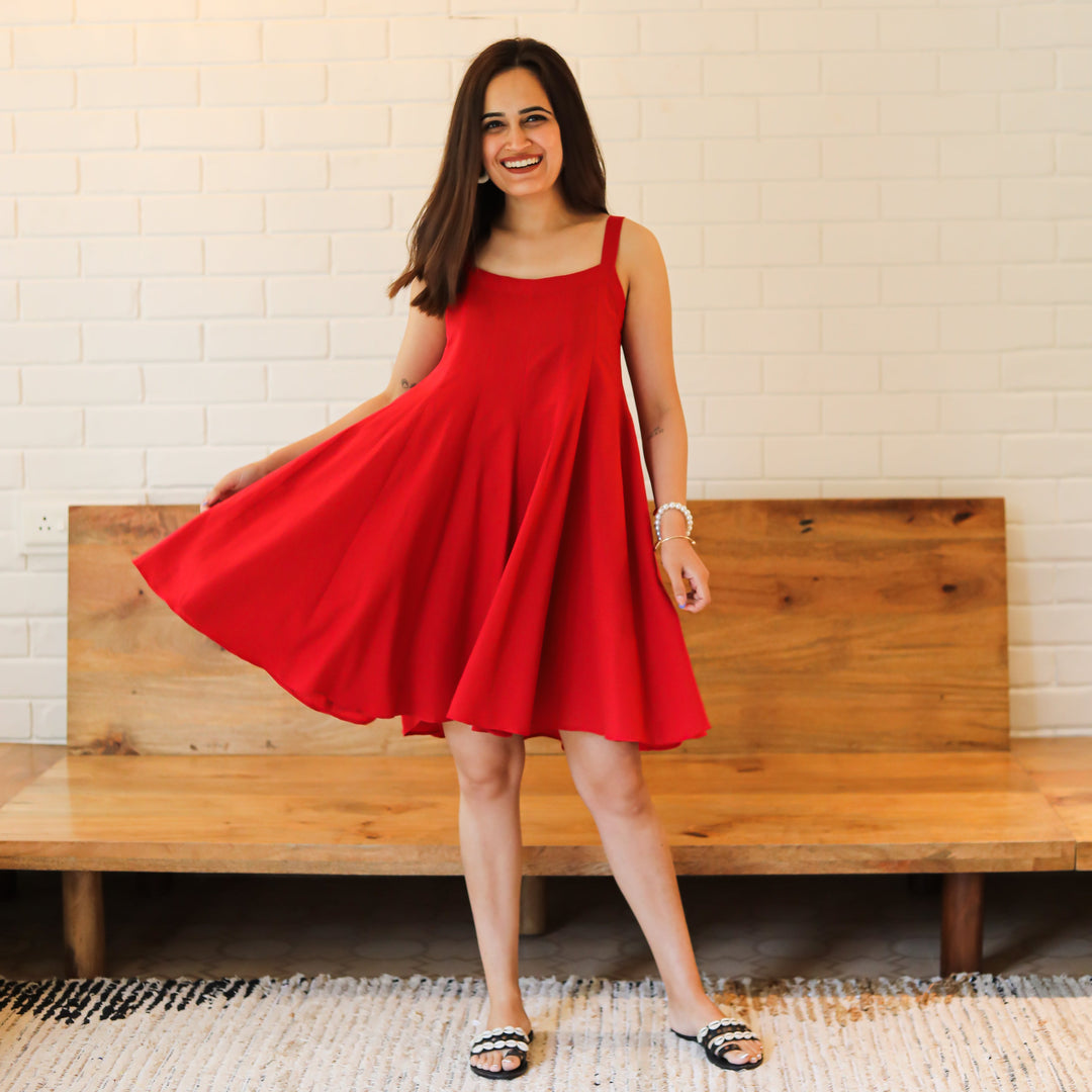 TOMATO RED SHORT DRESS