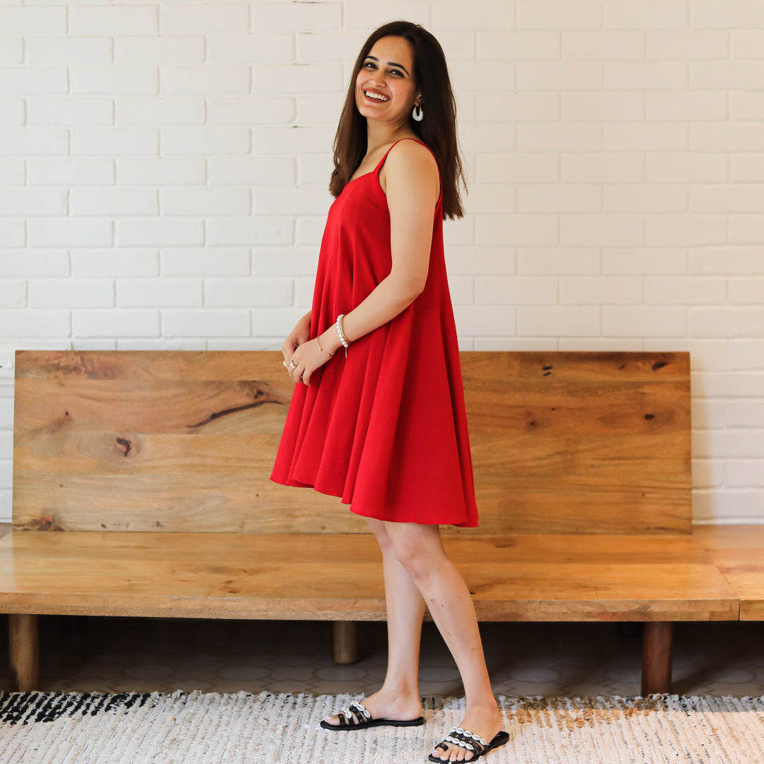 TOMATO RED SHORT DRESS