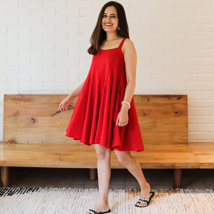 TOMATO RED SHORT DRESS