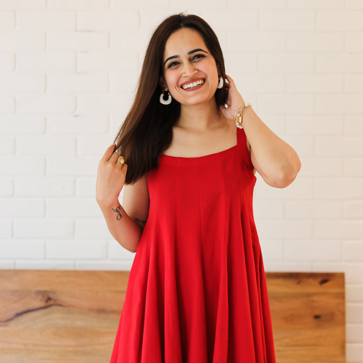 TOMATO RED SHORT DRESS