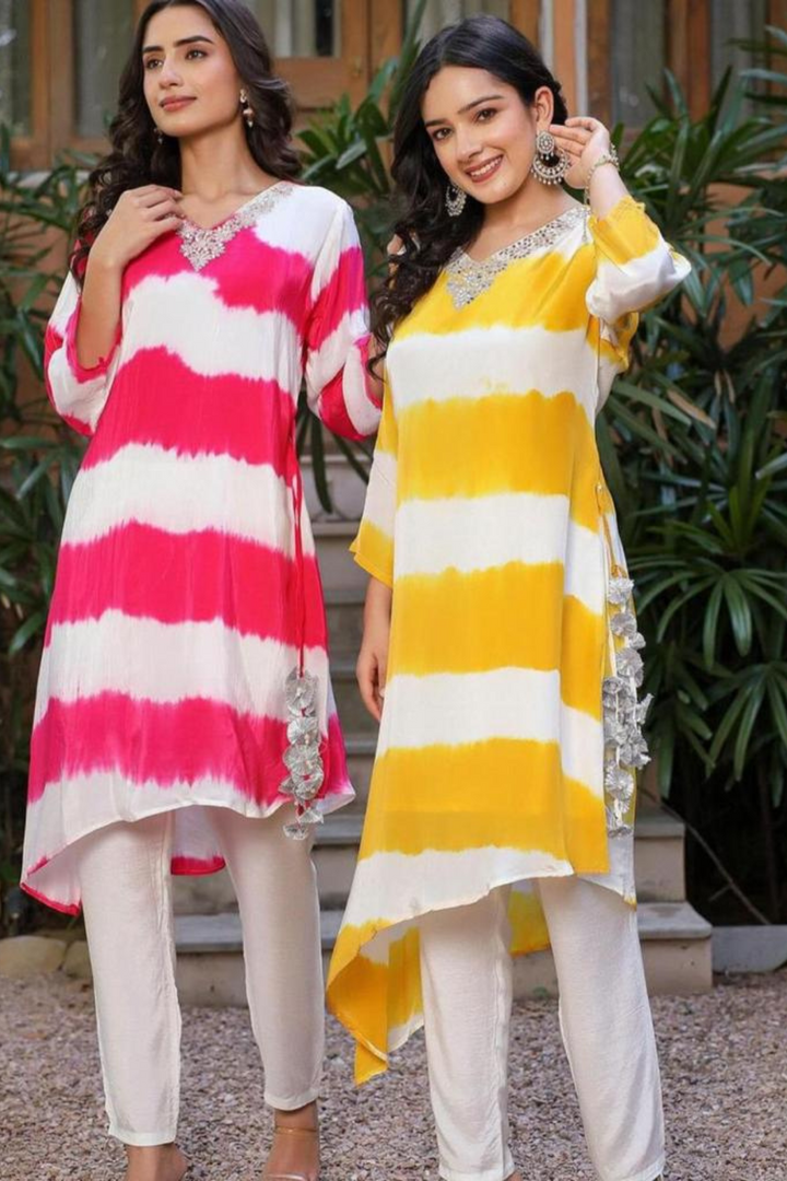 Rayon Tie and Dye Kurta Set