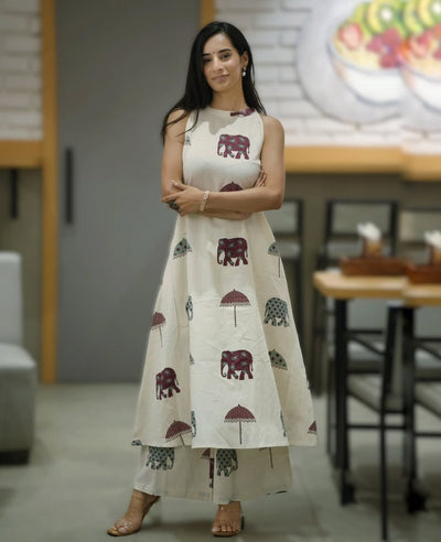 Elephant Floral Melody Cotton Co-ord Set