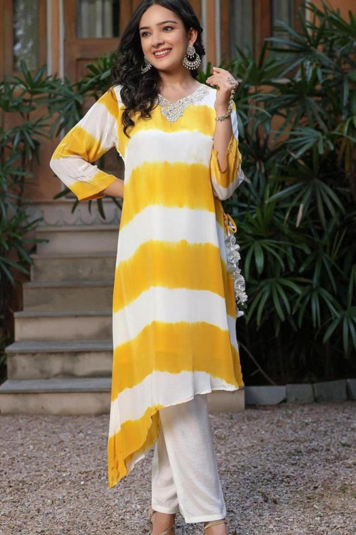 Rayon Tie and Dye Kurta Set