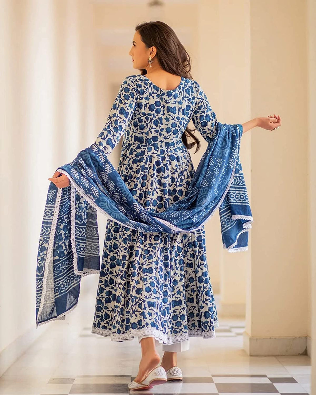 Neelam Indigo Print Cotton Dress Set