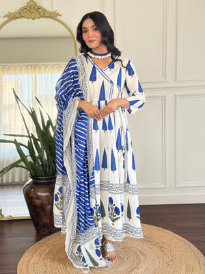 Cotton Anarkali kurta bottom with duptta