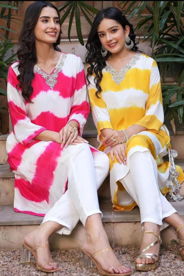 Rayon Tie and Dye Kurta Set