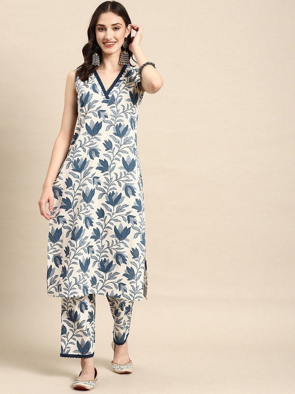 Women Floral Printed Regular Kurta with Trousers