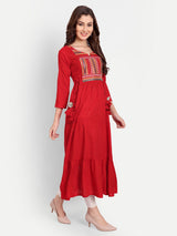Embellished Mirror Work Rayon A-line Kurta Gown