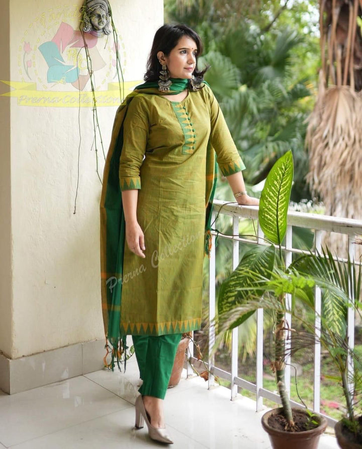 South Indian Pure Cotton Double tone Kurti Set