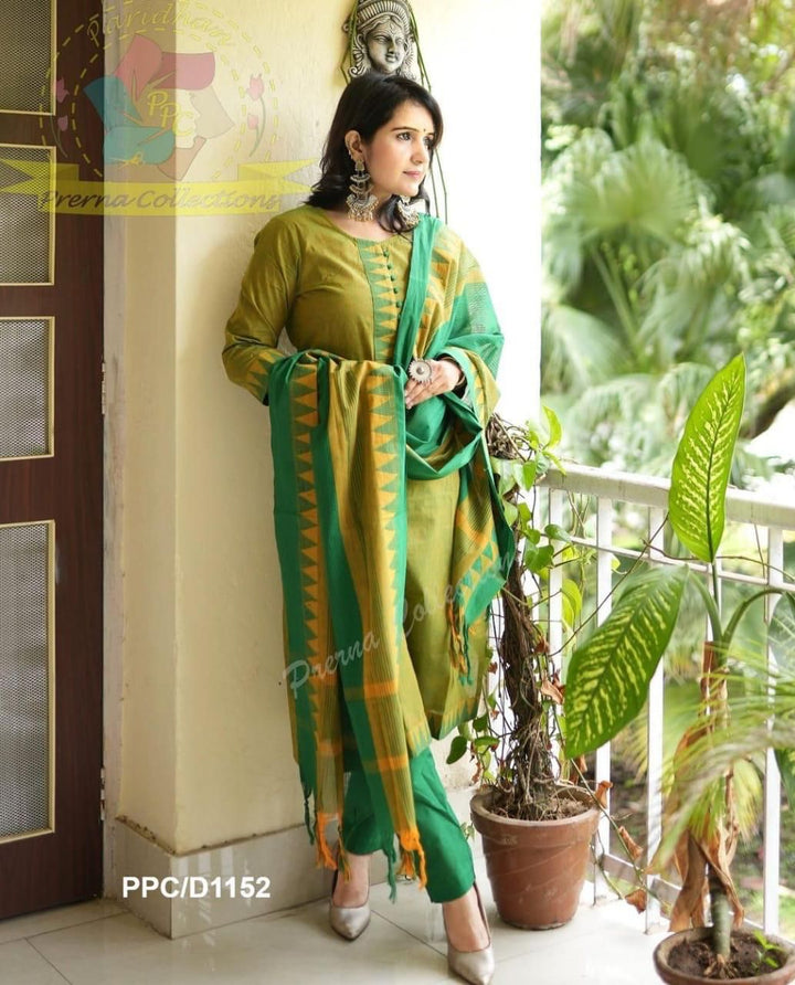 South Indian Pure Cotton Double tone Kurti Set