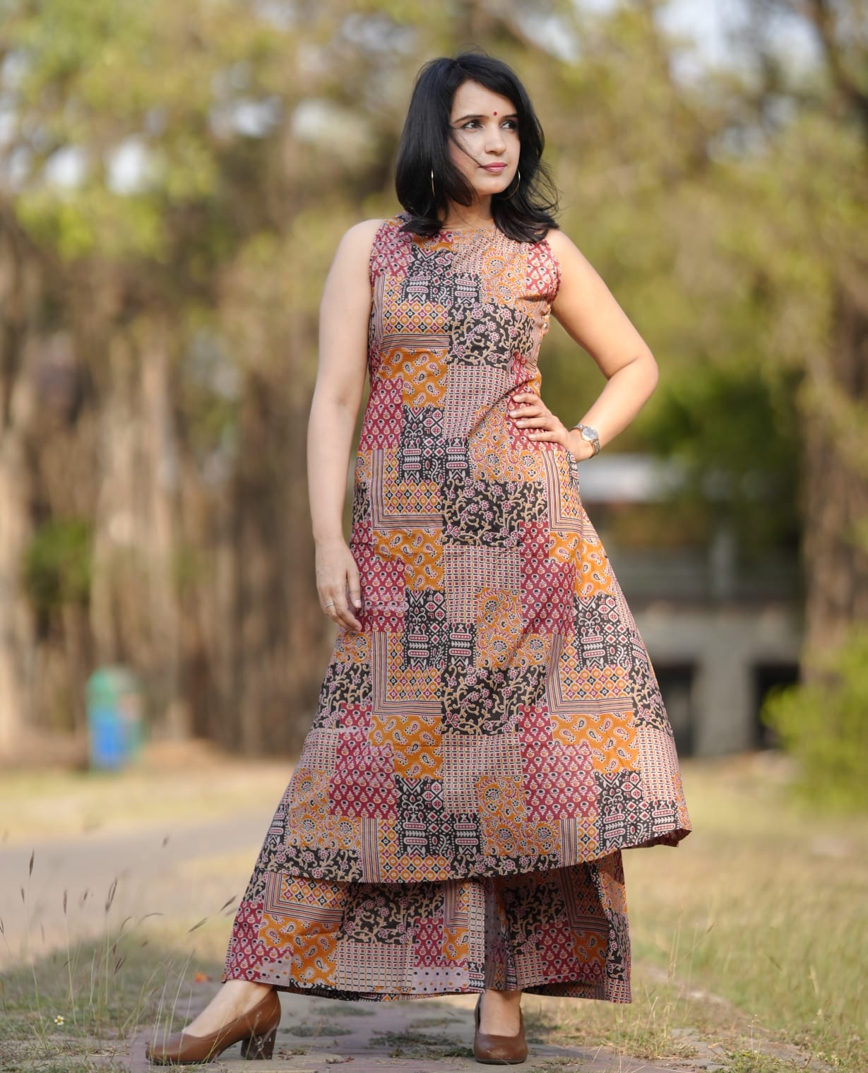 Women ajrakh print kurti Palazzo set