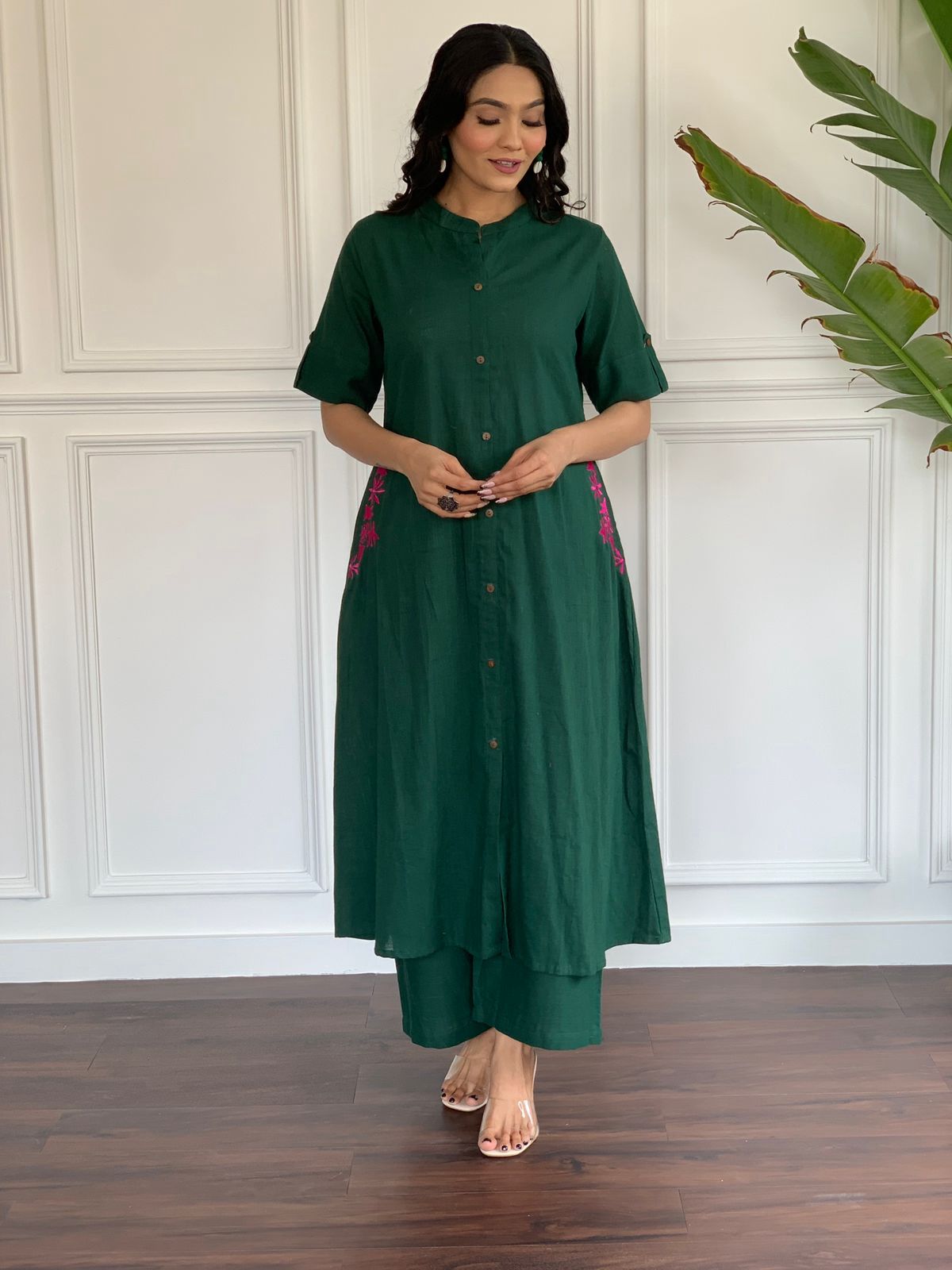Premium cotton slub Aline kurta plazo suit set. – Cottonsuit