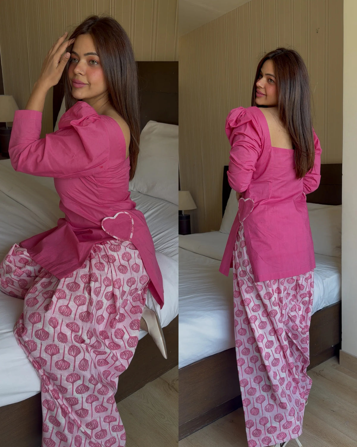 Anaya pink farsi cotton heart set