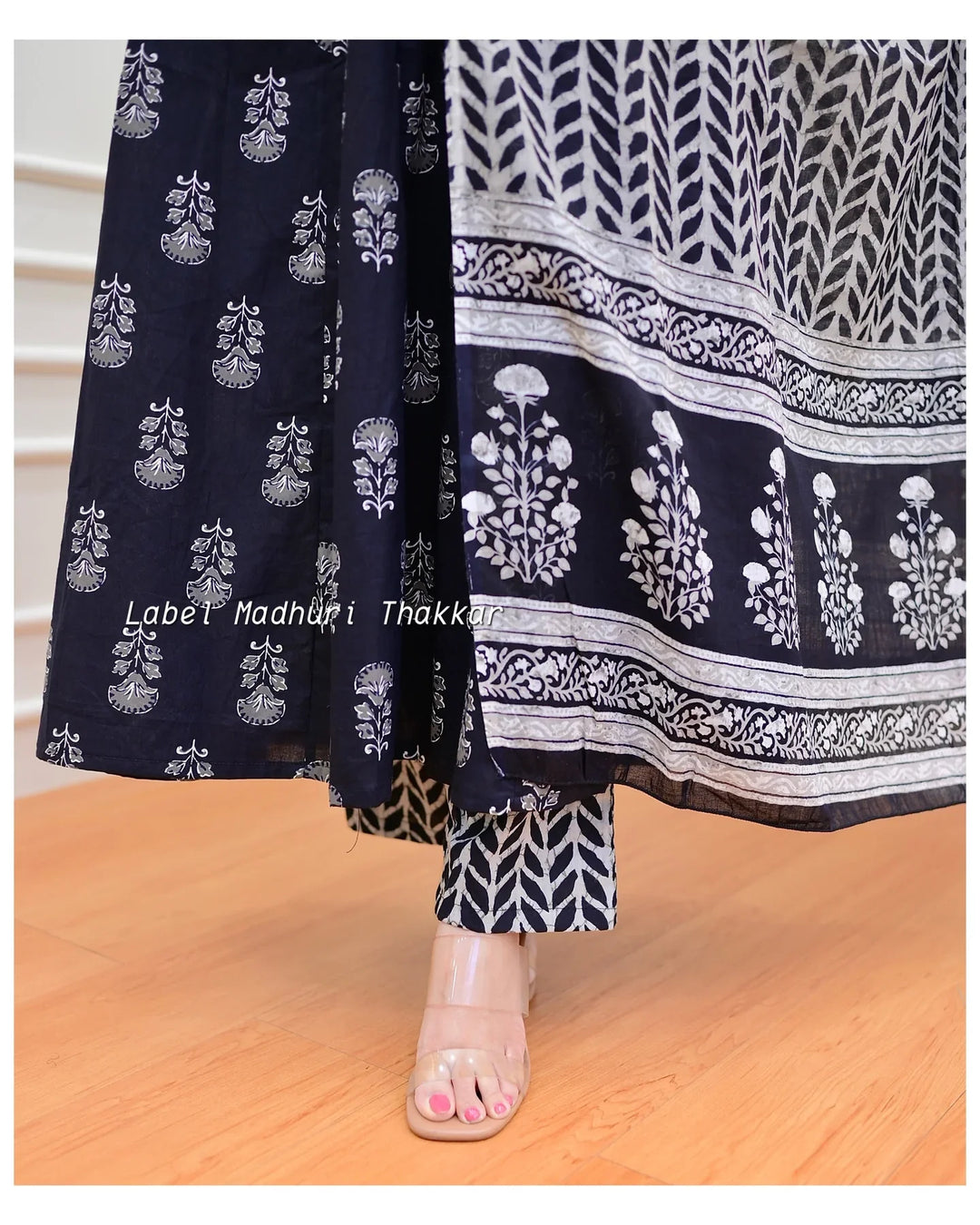 Handblock Print Cotton Anarkali Dress