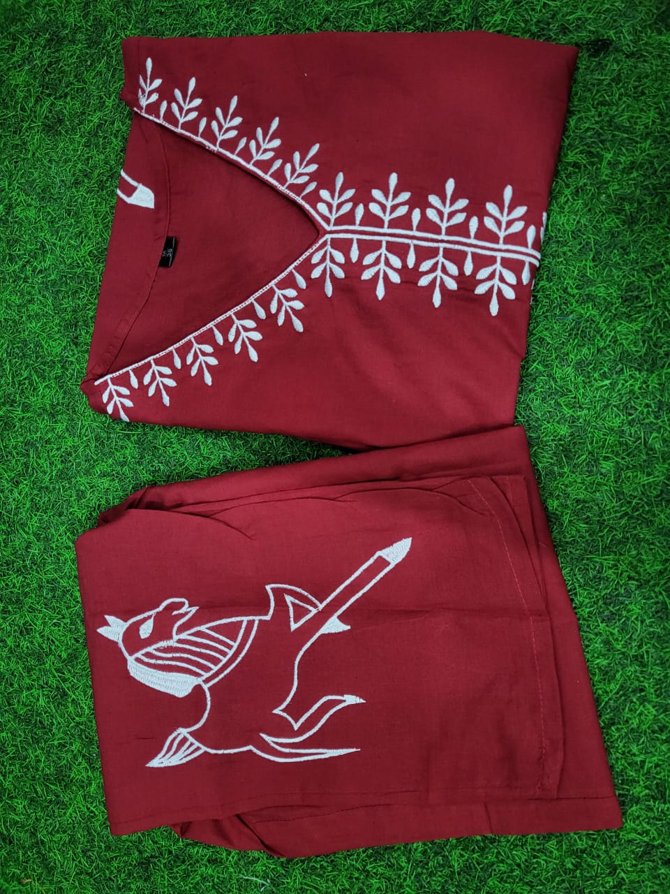 Maroon Cotton Embroidery Cord Set