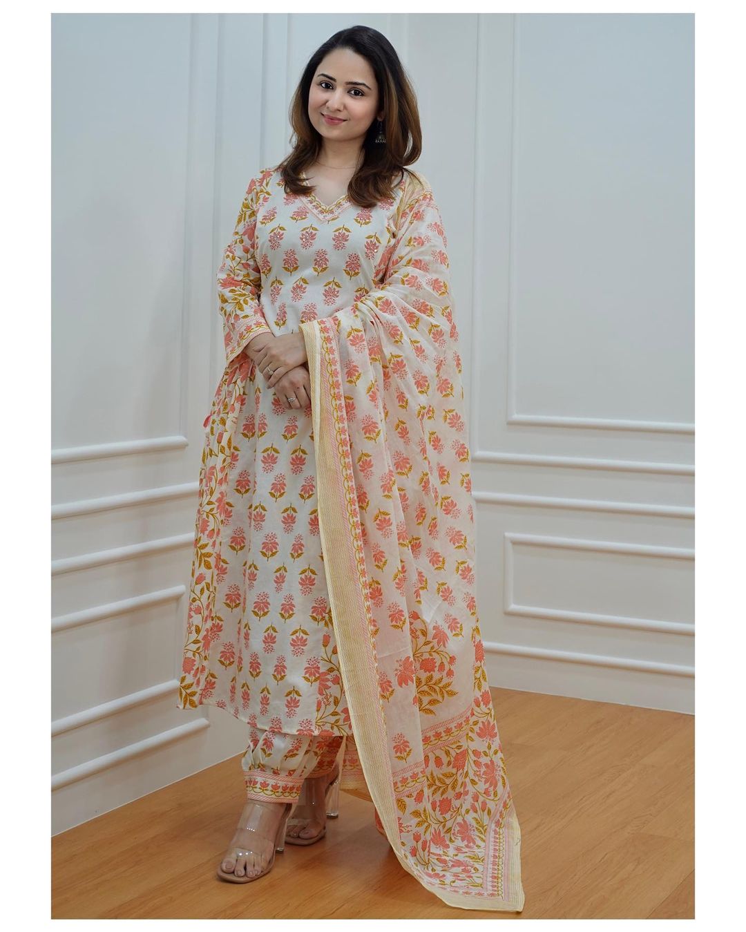 Peach Afghani Suit Set For Women
