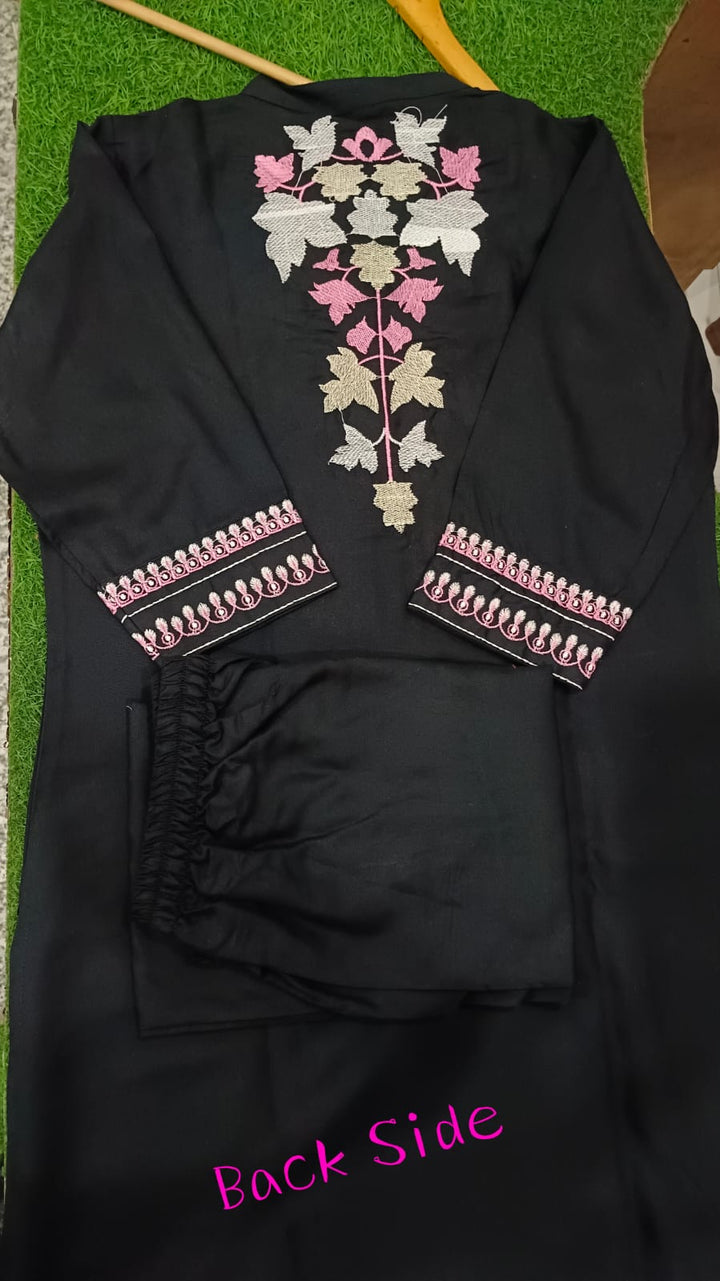 Black Partywear Embroidery Work Kurti