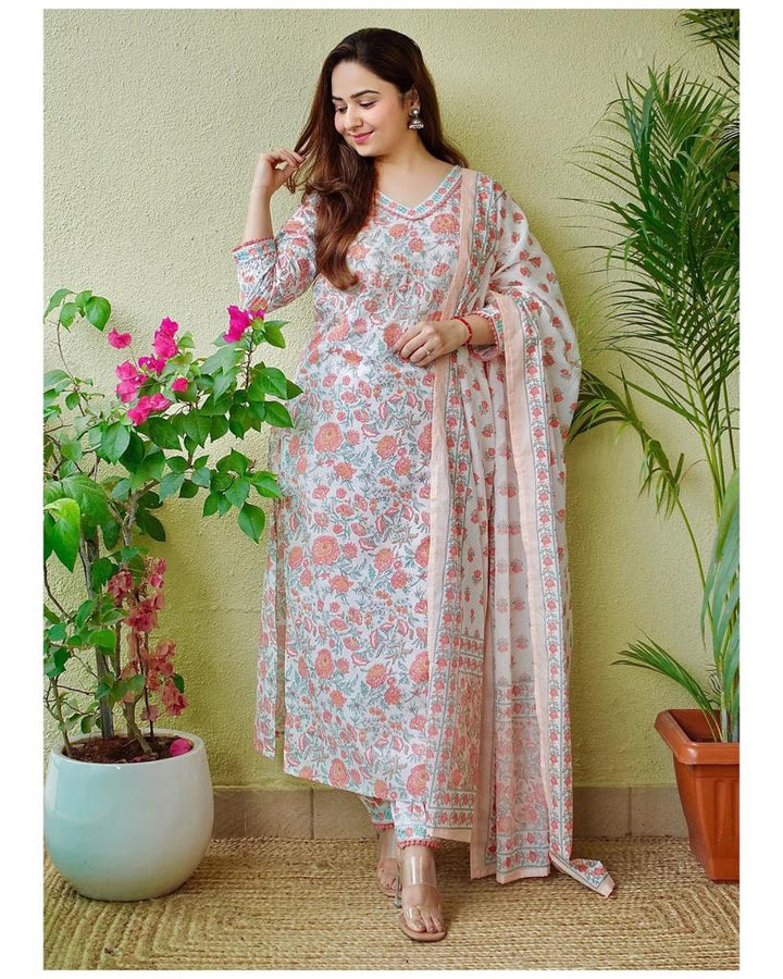 Pitch Floral Afghani Suit Set