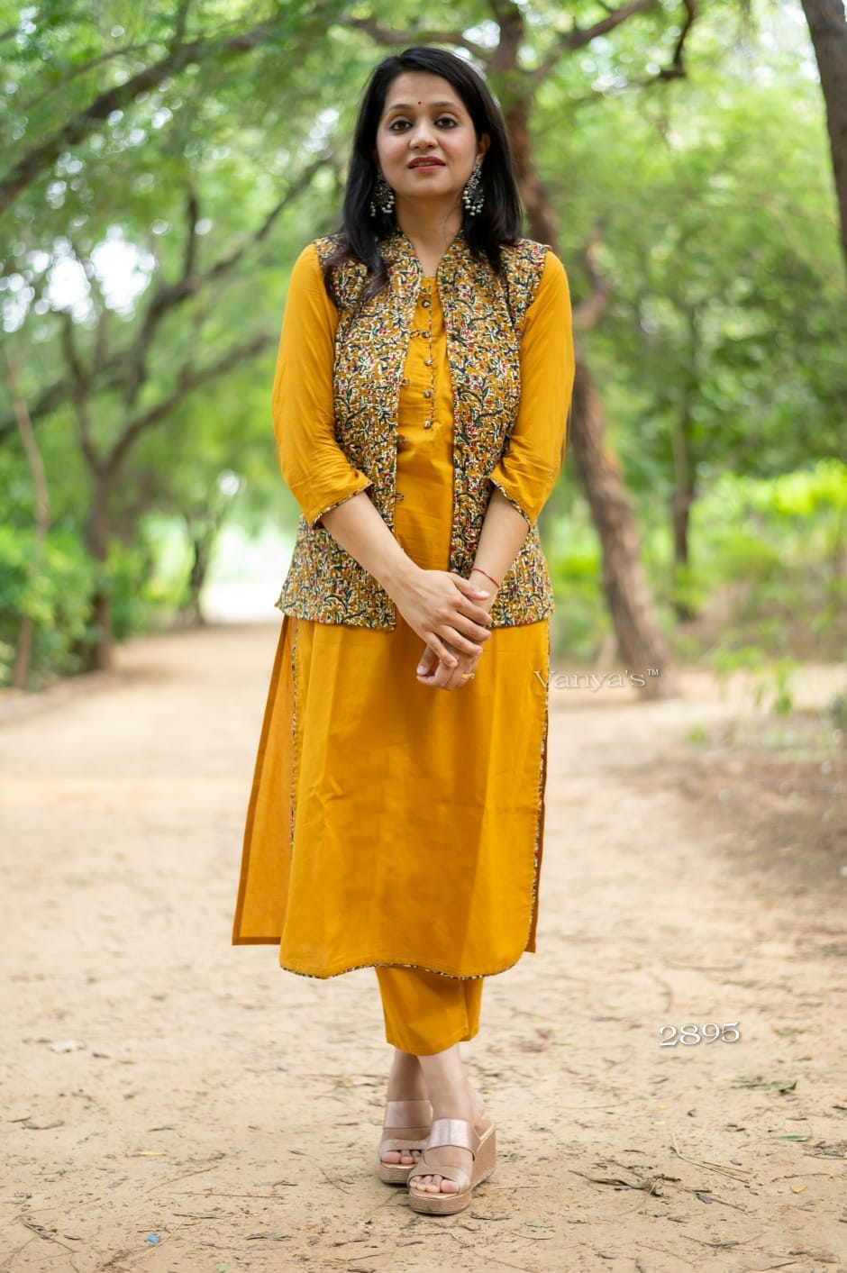 Yellow Mustard Kurti with Jacket