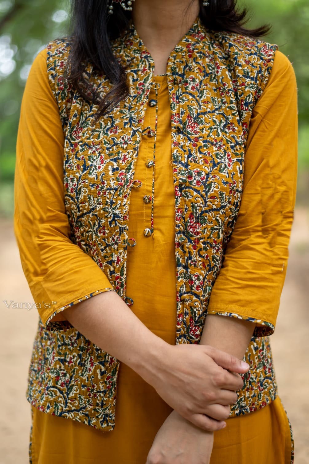 Yellow Mustard Kurti with Jacket