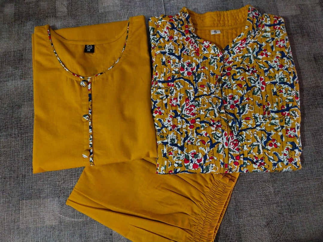 Yellow Mustard Kurti with Jacket