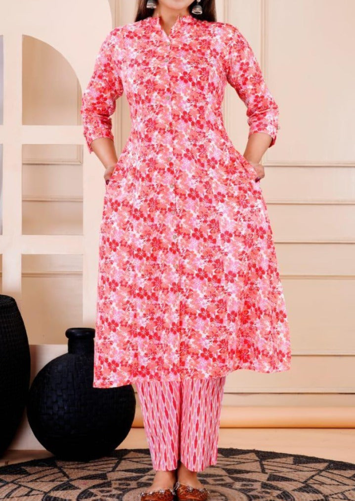 Gulaal- Pink Cotton Kurti Set