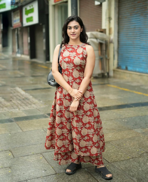 Brown Casual Cotton Co-ord Set