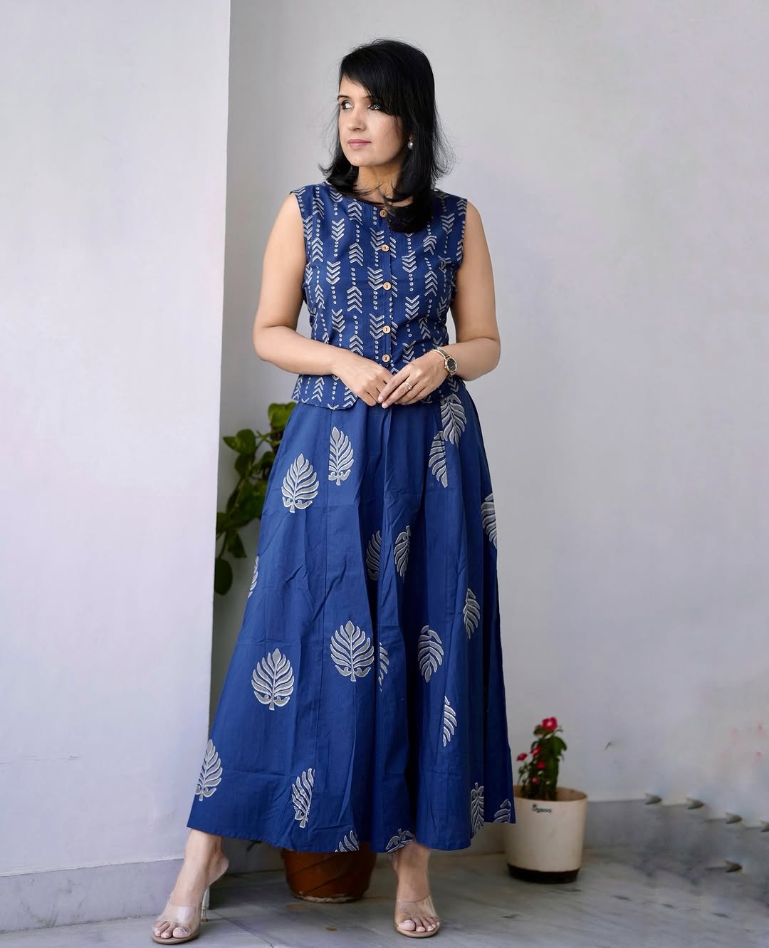 Blue Botanical Print Ethnic Co-Ord
