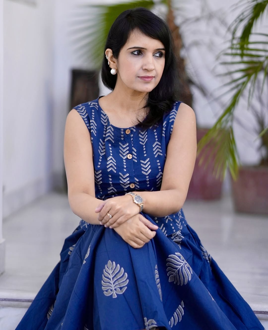 Blue Botanical Print Ethnic Co-Ord