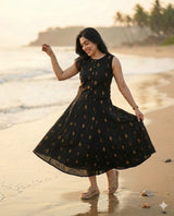 Black Sleeveless Ethnic Co-Ord Outfit
