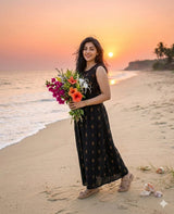 Black Sleeveless Ethnic Co-Ord Outfit