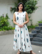 White Ethnic Fusion Co-Ord Dress