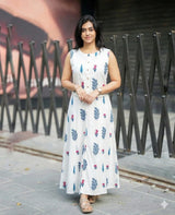 White Ethnic Fusion Co-Ord Dress