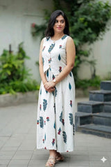 White Ethnic Fusion Co-Ord Dress