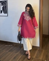 Embroidery Black Cotton Kurta Set