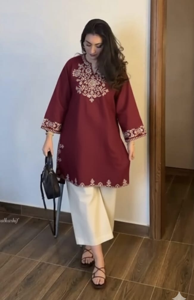 Embroidery Black Cotton Kurta Set