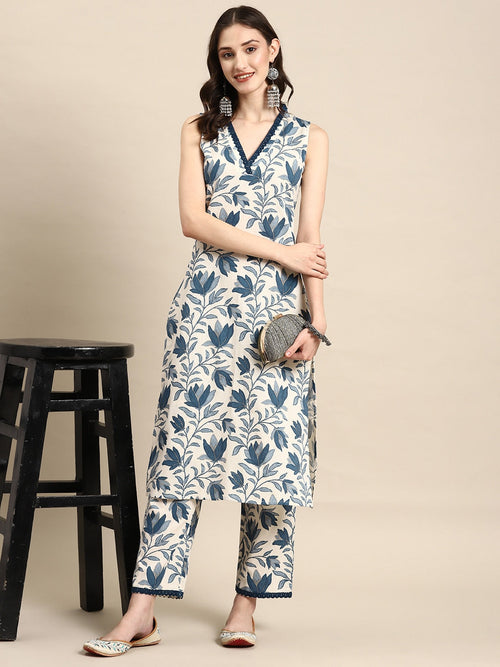 Women Floral Printed Regular Kurta with Trousers