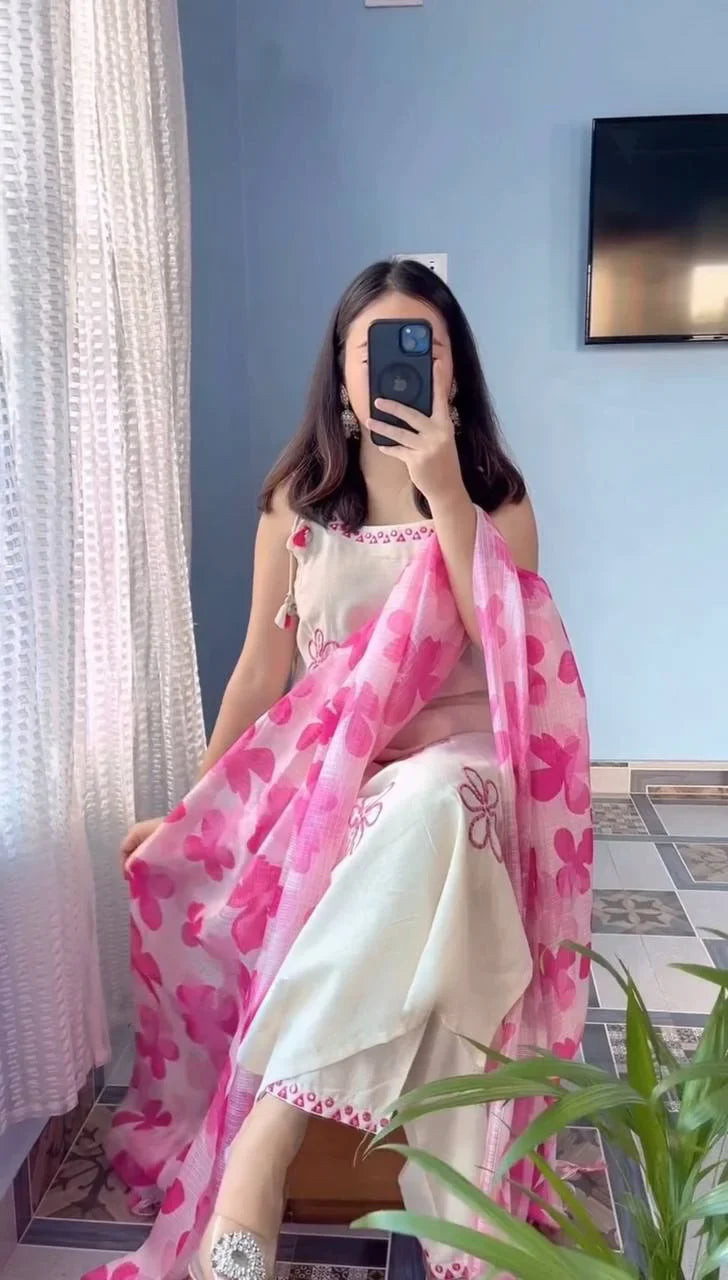 Aarohi Hand Work Soft Cotton Kurta Set