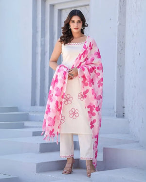 Aarohi Hand Work Soft Cotton Kurta Set