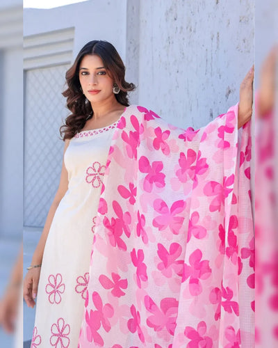 Aarohi Hand Work Soft Cotton Kurta Set