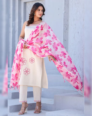 Aarohi Hand Work Soft Cotton Kurta Set