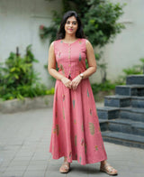 Rose Pink Botanical Print Peplum Co-Ord Set