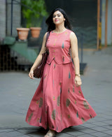 Rose Pink Botanical Print Peplum Co-Ord Set