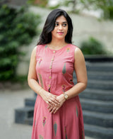 Rose Pink Botanical Print Peplum Co-Ord Set