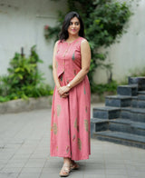 Rose Pink Botanical Print Peplum Co-Ord Set