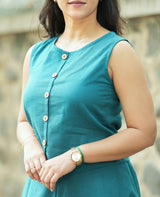 Teal Solid Sleeveless Co-Ord Set